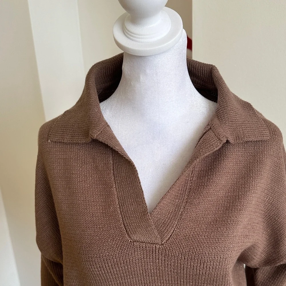 Lulu's Brown V-Neck Sweater